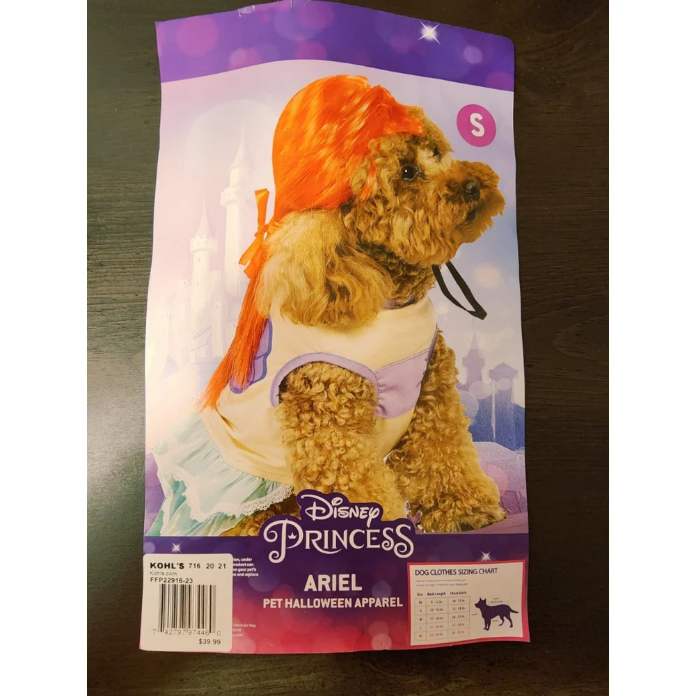 Disney Princess Ariel The Little Mermaid- SMALL Dog Halloween Costume - Picture 2 of 10